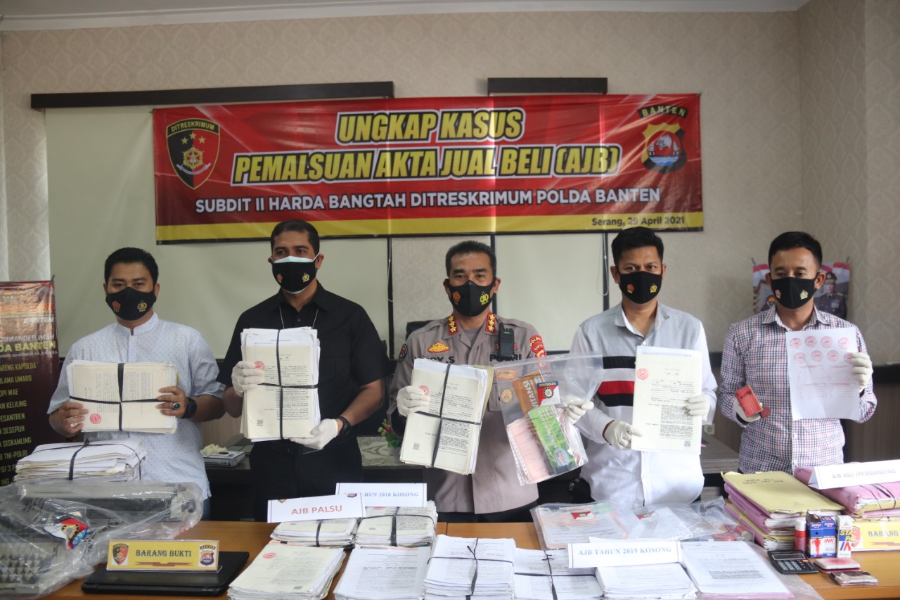 Sebanyak 690 AJB Palsu, Berhasil di Ungkap Satgas Mafia Tanah Polda Banten