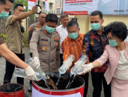 Polres Manado Musnahkan Miras Captikus dan Obat Terlarang
