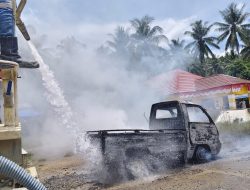 Cepat Tanggap ERT Pani Gold Mine, Kebakaran Pick Up di Hulawa Berhasil Dikendalikan