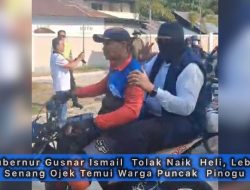 Tolak Helikopter, Gubernur Gusnar Pilih Naik Ojek Warga Saat Kunjungi Pinogu